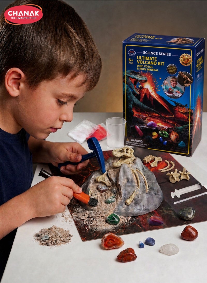Chanak Ultimate Volcano Science Kit For Kids, Diy Erupting Volcano With Dino Fossil & Rock Mineral Dig Kit Educational Stem Toy For Boys & Girls Learn Geology, Chemistry & Paleontology - Image 1