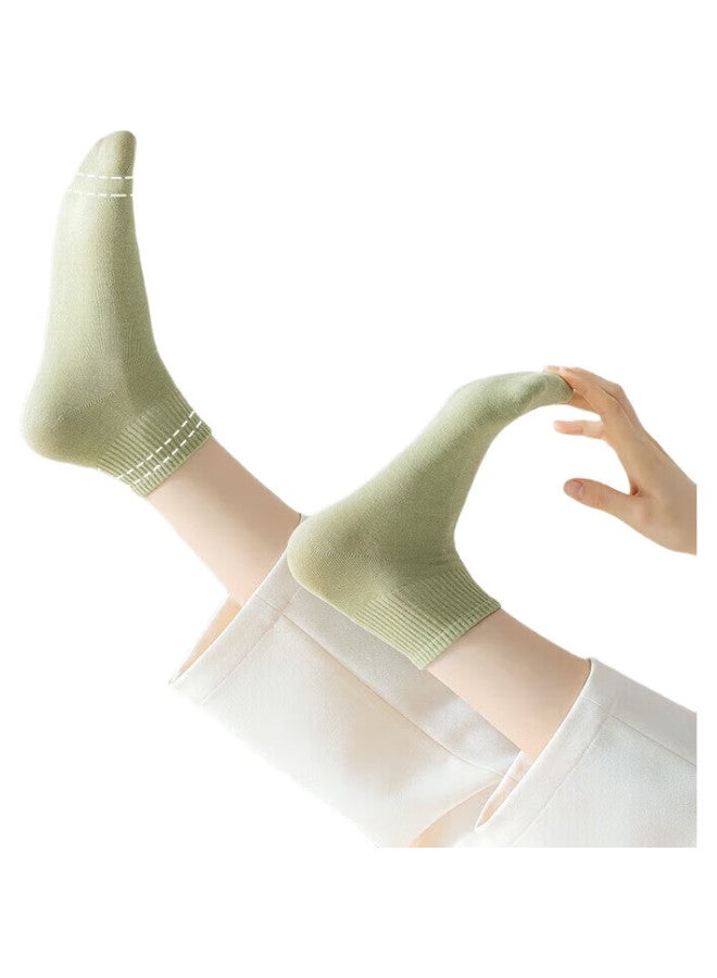 Cotton Thirteen Mianshisan Women'S Socks [100% Pure Cotton, Odor-Resistant, Antibacterial, Breathable] Short Socks For Autumn And Winter, Air Cushion Socks, Solid Color, Low-Cut, Trendy, 10 Pairs - Image 1