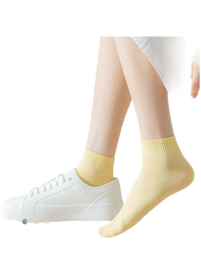 Cotton Thirteen Mianshisan Women'S Socks [100% Pure Cotton, Odor-Resistant, Antibacterial, Breathable] Short Socks For Autumn And Winter, Air Cushion Socks, Solid Color, Low-Cut, Trendy, 10 Pairs - Image 3