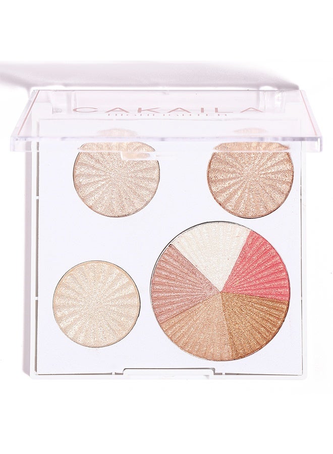 CAKAILA Highlighter Palette Multicolour, Makeup Palette Facial Bronzers Illuminator Palette, Highlighter Baked Waterproof Long Lasting Brilliant Lighten Skin Color  - Image 1