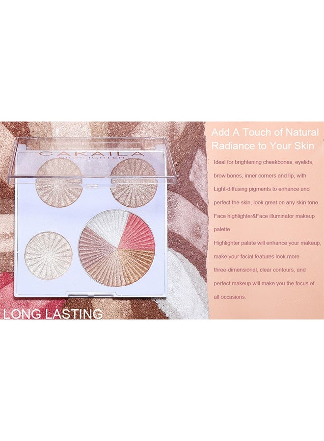 CAKAILA Highlighter Palette Multicolour, Makeup Palette Facial Bronzers Illuminator Palette, Highlighter Baked Waterproof Long Lasting Brilliant Lighten Skin Color  - Image 4