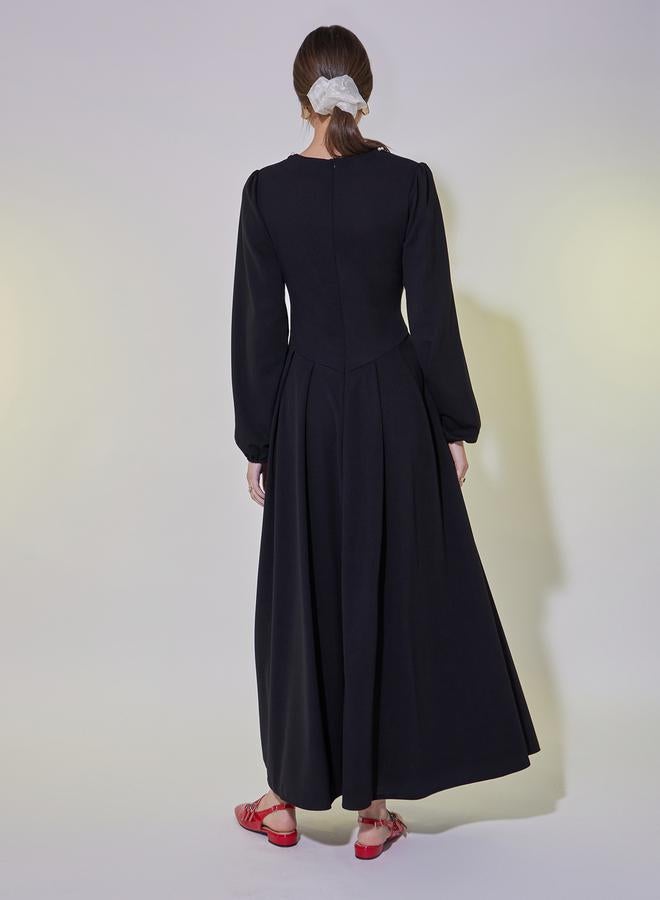 Take Two Faux Pearl Detail Square Neck A-Line Maxi Dress  - Image 4