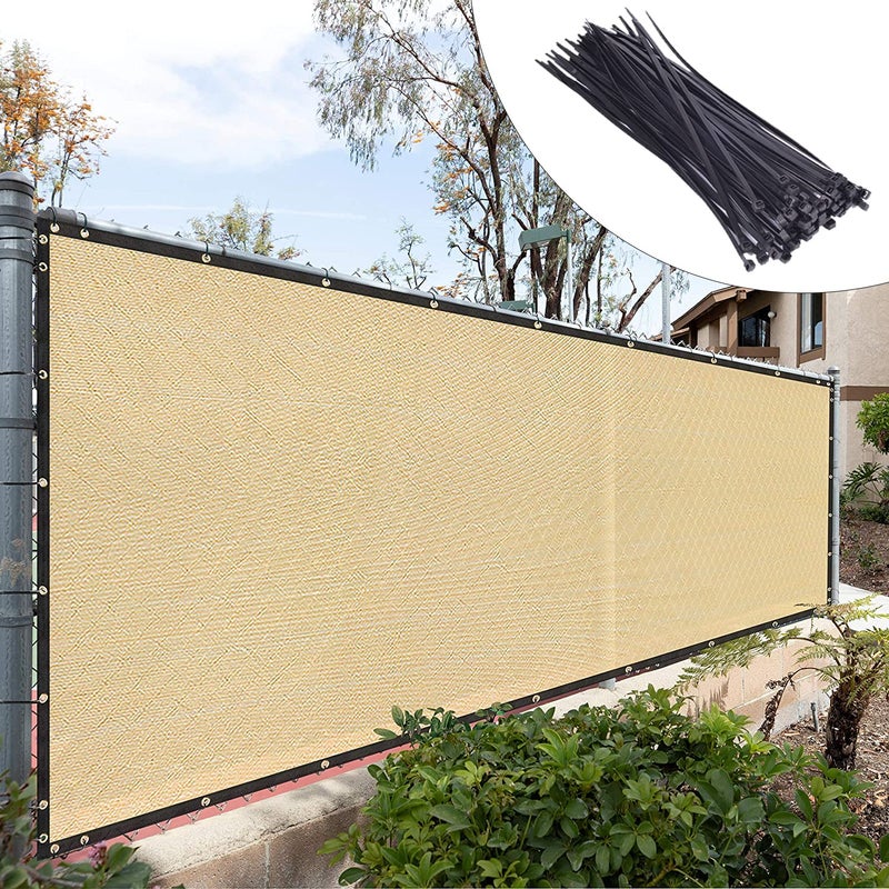 Royal Shade 4 x 50 Beige Fence Privacy Screen Windscreen Cover Netting Mesh Fabric Cloth Cable Zip Ties Included We Make Custom Size
