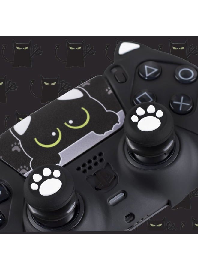 PlayRealm Silicone Skin Cover Sticker x 1 & Extender Grips x 2 for PS5 Controller Cats Black - Image 5