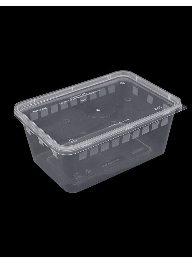 Falconpack - Disposable Rectangle  Microwave Container with Lid Lunch Box-Storage-Take Away 1000cc Clear - Image 1