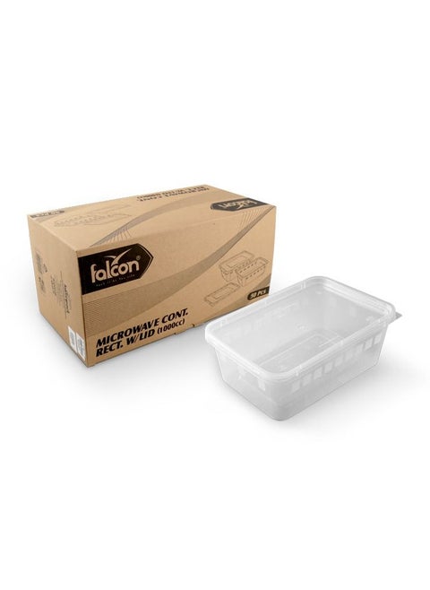 Disposable Rectangle  Microwave Container with Lid Lunch Box-Storage-Take Away 1000cc Clear
