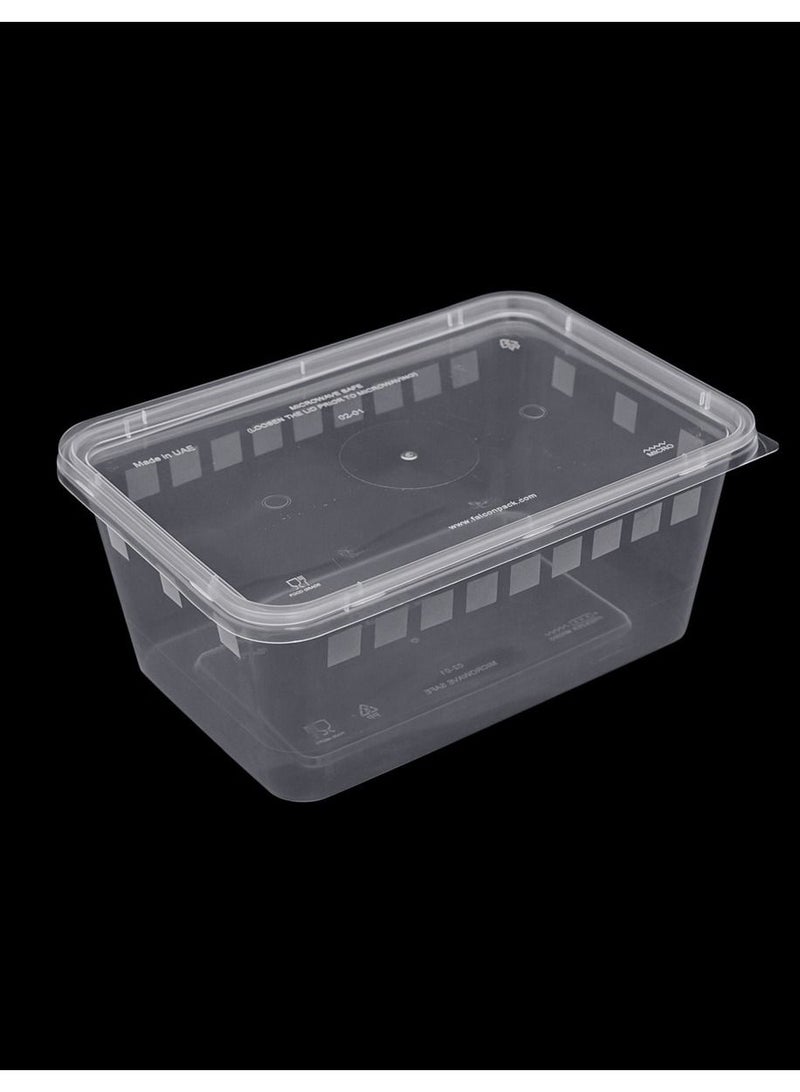 Falconpack Microwave Safe Rectangular Food Container 1000ml with Lid – Clear Plastic Storage & Meal Prep Container - Image 2