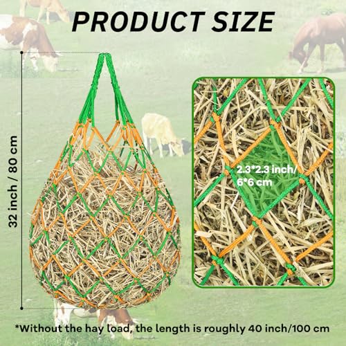 YedsIntu 3 Pcs Hay Bags for Horses Hay Nets for Horses Goat SheepGoat Hay Feeder for Slower FeedingStrong LoadBearing Hay Bag Hanging for Horse Stable Trailer - Image 3