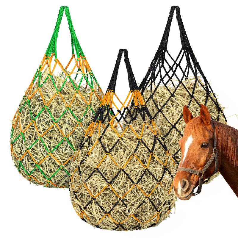 YedsIntu 3 Pcs Hay Bags for Horses Hay Nets for Horses Goat SheepGoat Hay Feeder for Slower FeedingStrong LoadBearing Hay Bag Hanging for Horse Stable Trailer - Image 2
