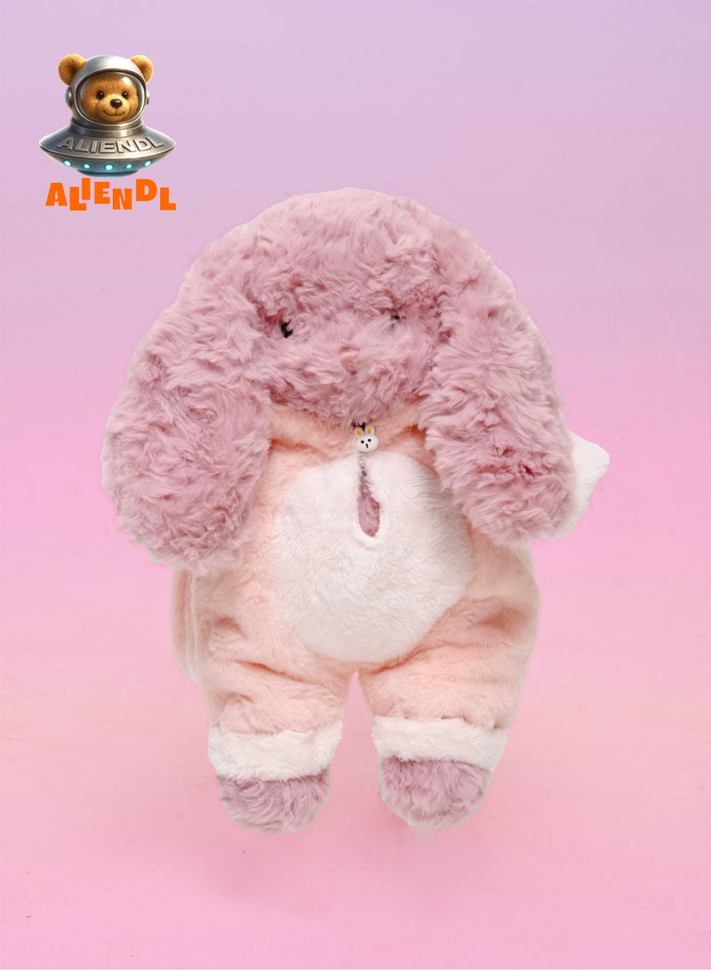 ALIENDL Snuggle Bunny – Plush Bunny Stuffed Animal Toy for Baby Kids, Soft Cuddly Bunny Plush Comfort Toy Gift Set with Removable Clothes & Pouch, Perfect Gift for Kids, Friends & Couples - Image 2
