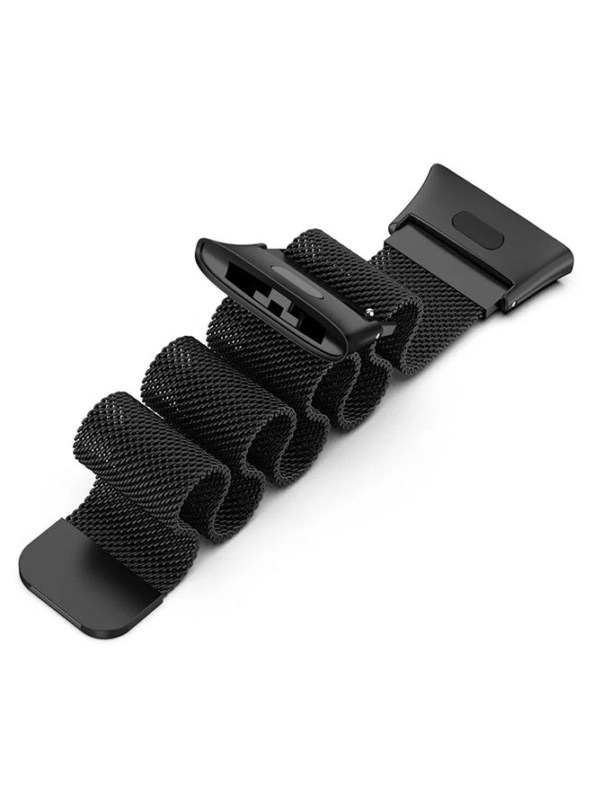 O Ozone - Milanese Band Compatible with Redmi Watch 3, Metal Mesh Magnetic loop with Metal Protector Case Replacement Strap Wristband for Women Men - Black - Image 1