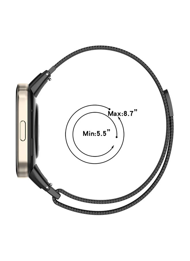O Ozone - Milanese Band Compatible with Redmi Watch 3, Metal Mesh Magnetic loop with Metal Protector Case Replacement Strap Wristband for Women Men - Black - Image 1