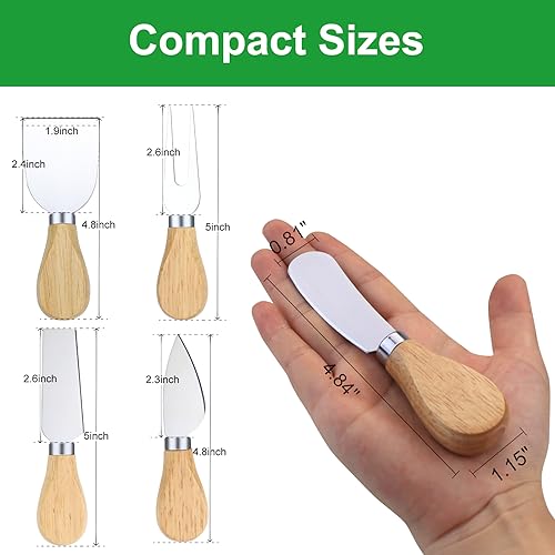 ProudMoore 10 Pcs Cheese Knives, Wooden Handle Cheese Knife Set for Charcuterie Board, Mini Steel Stainless Cheese Cutter, Spreader, Fork for Party Wedding Christmas, Charcuterie Accessories - Image 4