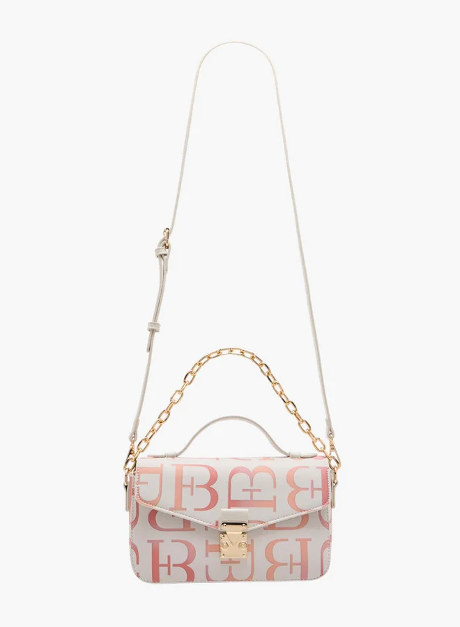 Flora Bella By Shoexpress Women's Monogram Print Crossbody Bag with Adjustable Strap and Twist Lock