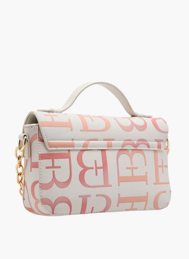Flora Bella By Shoexpress Women's Monogram Print Crossbody Bag with Adjustable Strap and Twist Lock