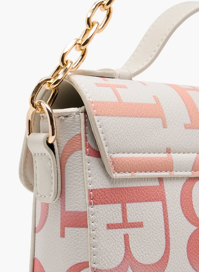 Flora Bella By Shoexpress Women's Monogram Print Crossbody Bag with Adjustable Strap and Twist Lock