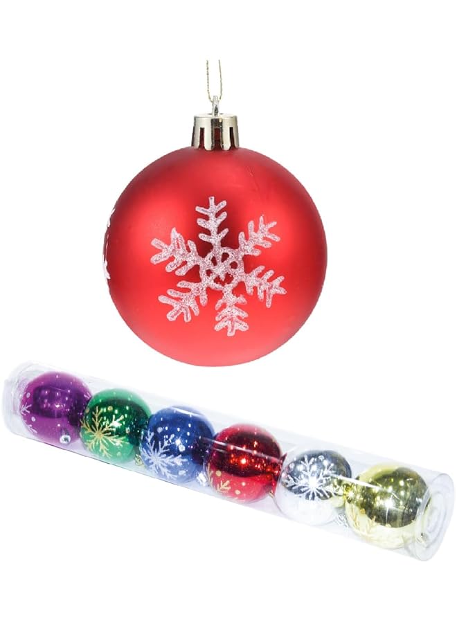 The Bros 8CM Christmas Ball Ornaments - Set of 6, Mixed Color Baubles for Tree Decorations, Holiday Decor, Perfect for Xmas Parties, Home & Office Christmas Tree - Image 1