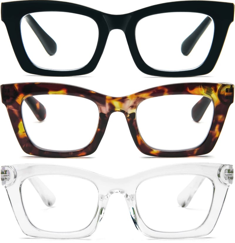 REAVEE 3 Pack Oprah Style Reading Glasses Blue Light Blocking Computer Square Readers for Women with Spring Hinge Anti GlareEyestrain 20 - Image 3