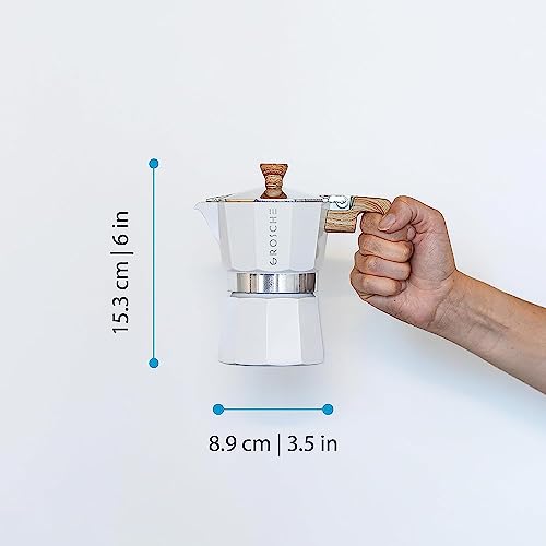GROSCHE Milano Moka Stovetop Espresso Coffee Maker (3 Cup / 150 ml, White) - Image 5