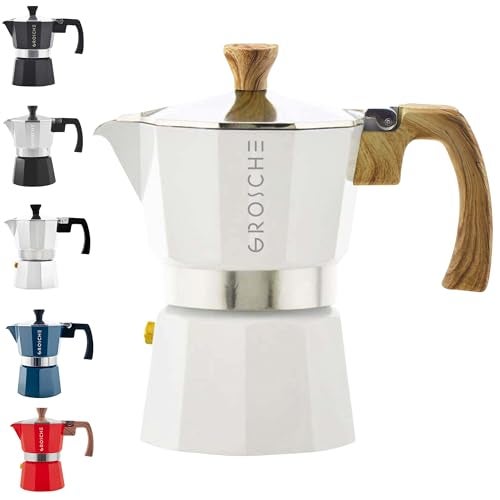 GROSCHE Milano Moka Stovetop Espresso Coffee Maker (3 Cup / 150 ml, White) - Image 1