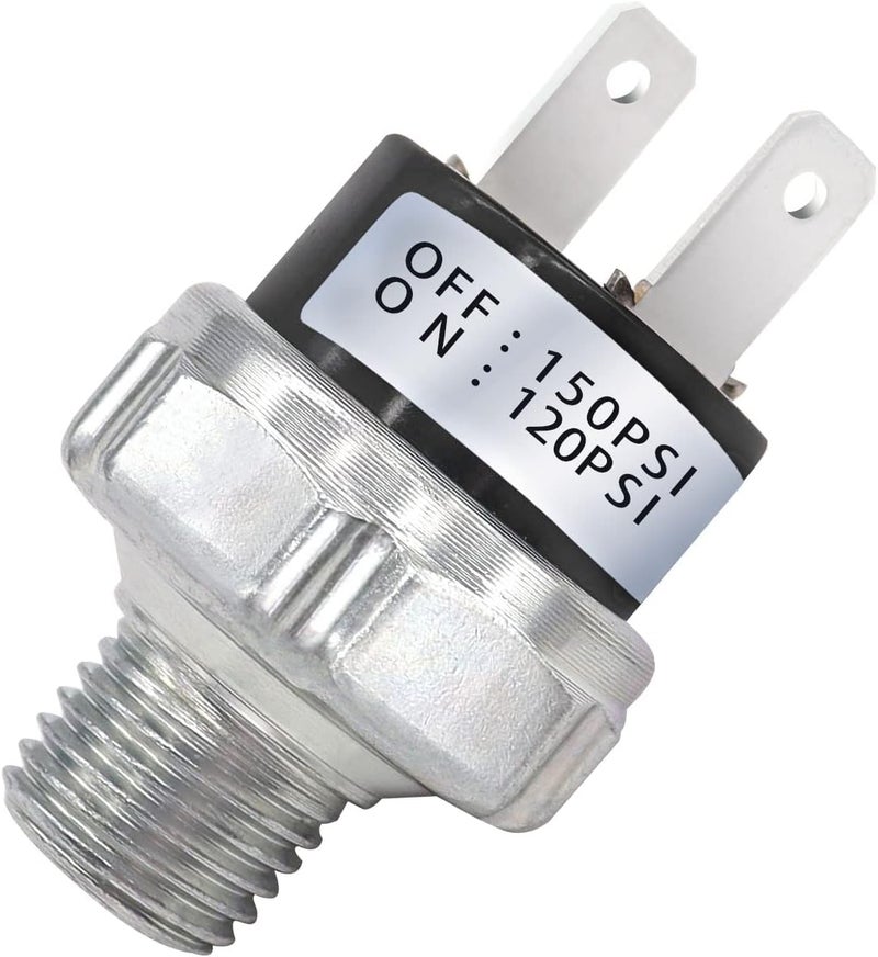 mankk Air Pressure Switch 120-150 PSI Thread 1/4" NPT 24V 12V DC Air Compressor Pressure Switch for Air Horn Train 120-150-1/4" NPT-W - Image 1