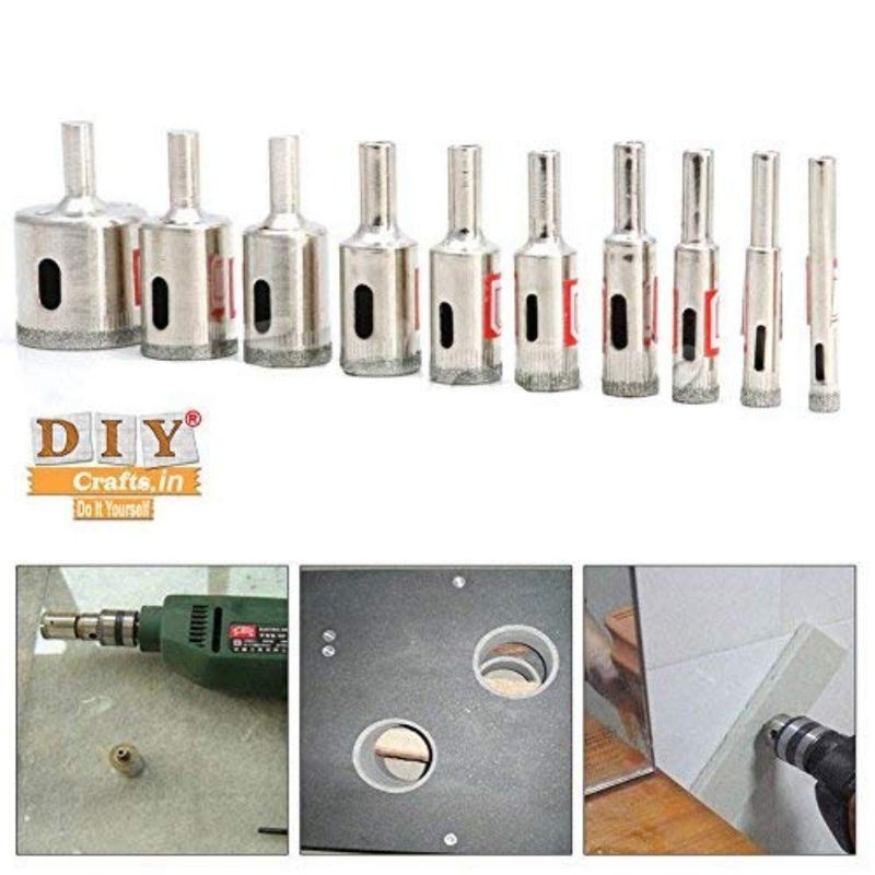 DIY Crafts DIY Crafts Pattern No 2 10 Pcs Set Diamond Drill Bit Set Glass Tile Marble and Ceramic Hollow Core Extractor Remover Tool Set for Glass Ceramics Por Pattern No 2 10 Pcs Set  - Image 2