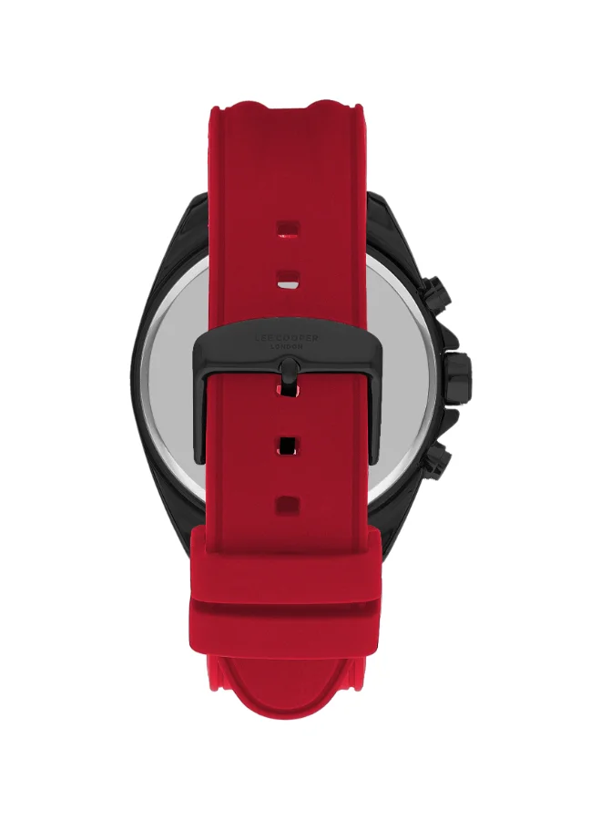 Lee Cooper Lee Cooper Men's VX9NE1 Movement Watch, Multi Function Display and Silicone Strap - LC07881.668, Red