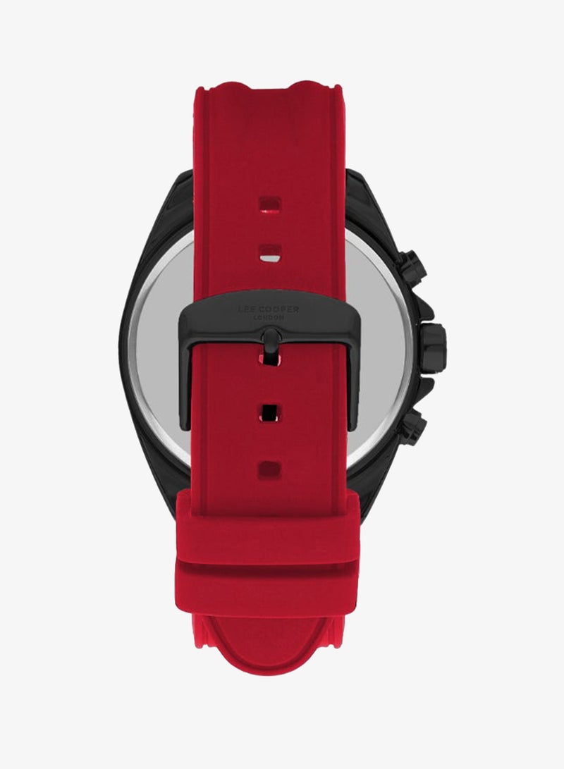Lee Cooper Men's VX9NE1 Movement Watch, Multi Function Display and Silicone Strap - LC07881.668, Red - Image 3