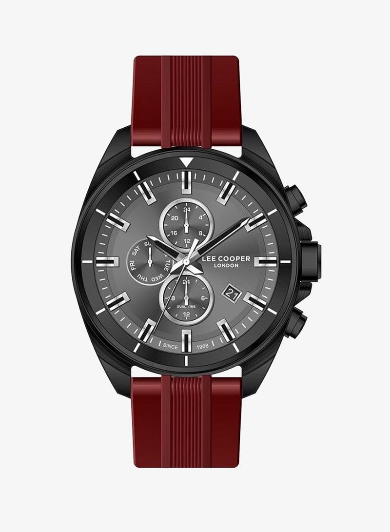 Lee Cooper Men's VX9NE1 Movement Watch, Multi Function Display and Silicone Strap - LC07881.668, Red - Image 1