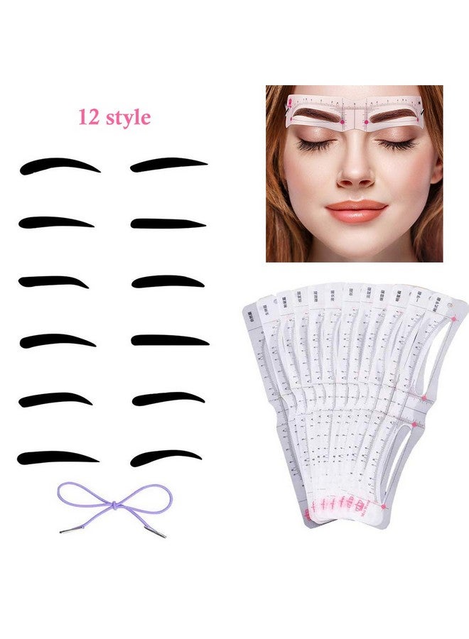 Mrisata 12Pcs Eyebrow Shaping Tool Kits Eyebrow Stencils With Elastic Fixing Strap Brow Eyebrow Kit Eyebrow Stencil Eyebrow Shaper Kit Reusable Eyebrow Template With Strap  - Image 4