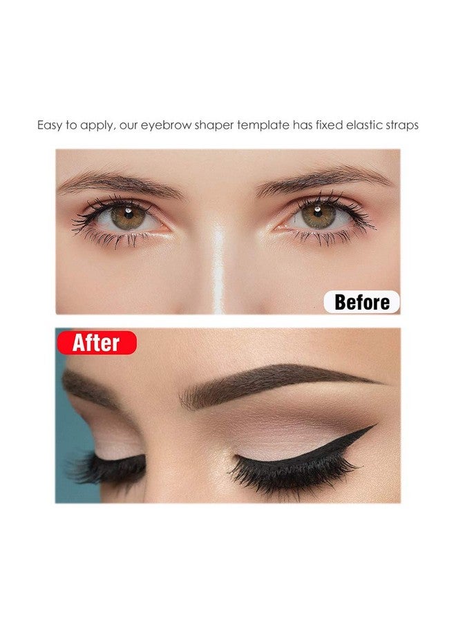 Mrisata 12Pcs Eyebrow Shaping Tool Kits Eyebrow Stencils With Elastic Fixing Strap Brow Eyebrow Kit Eyebrow Stencil Eyebrow Shaper Kit Reusable Eyebrow Template With Strap  - Image 3