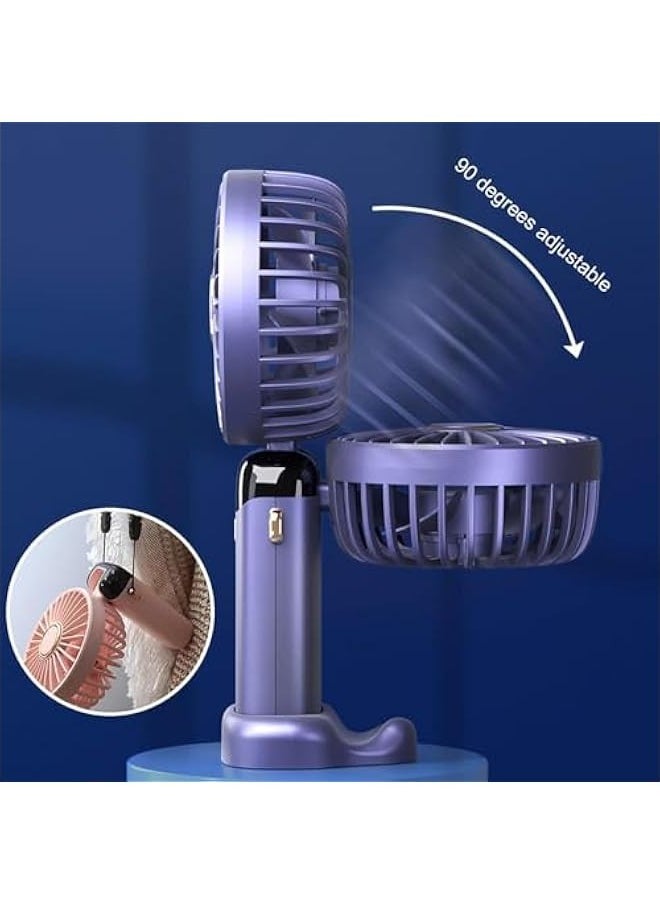 Generic 2024 New Upgrade LED Mini Handheld Fan, Foldable and Hangable Portable Rechargeable Mini Handheld Fan, Adjustable Angle 4000mah Foldable Handheld Stand Fan, Mini Fan Handheld (Pink)  - Image 2