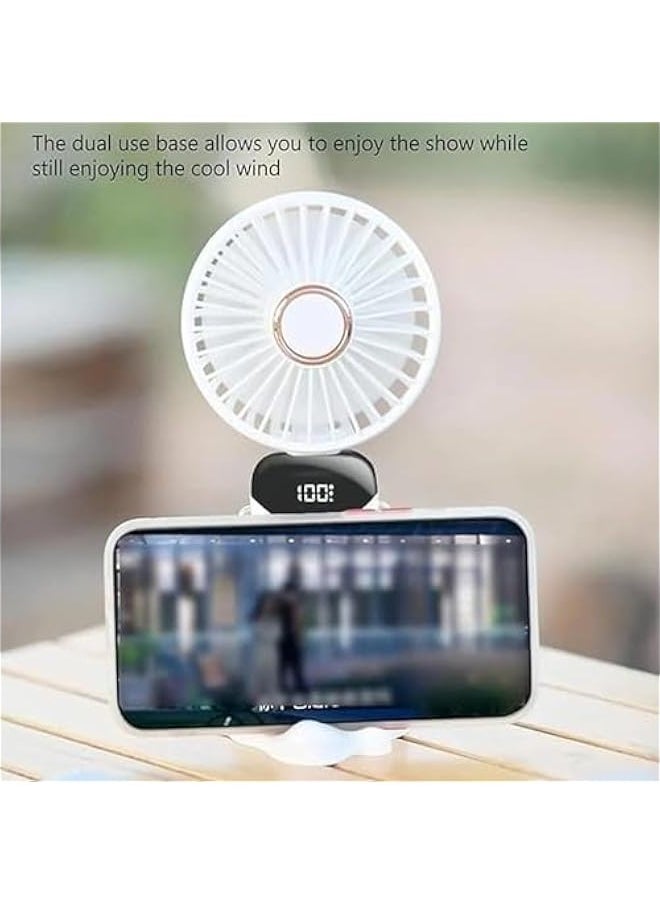 Generic 2024 New Upgrade LED Mini Handheld Fan, Foldable and Hangable Portable Rechargeable Mini Handheld Fan, Adjustable Angle 4000mah Foldable Handheld Stand Fan, Mini Fan Handheld (Pink)  - Image 4
