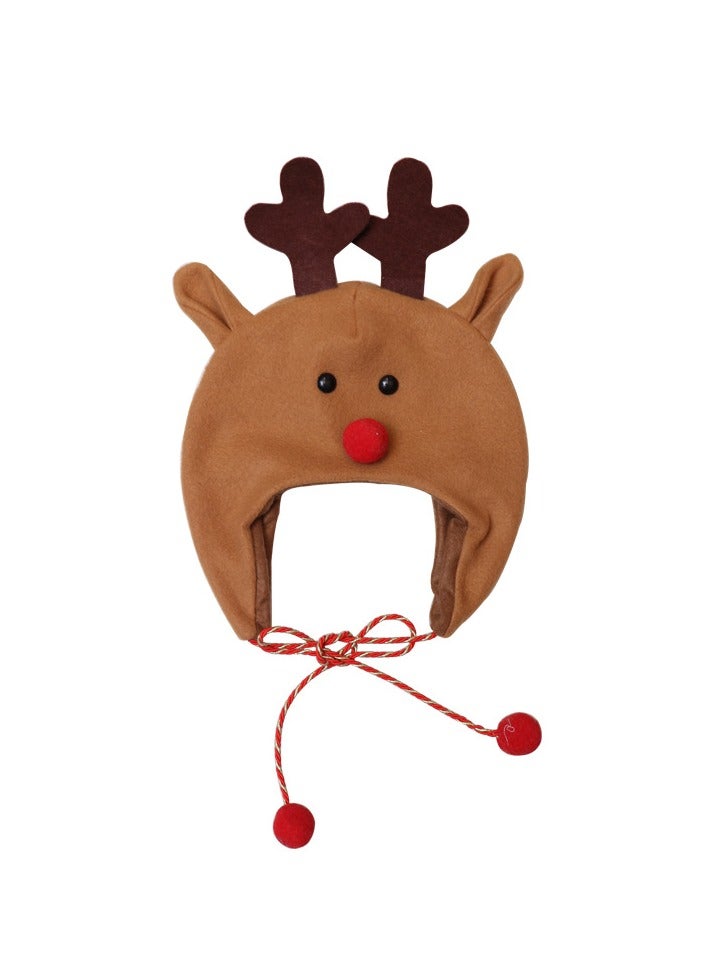 Christmas Hat Christmas Tree Hat Decoration Adult Children's Hat Children's Fleece Cloth Long Rope Cartoon Snowman Elk Hat - Image 1