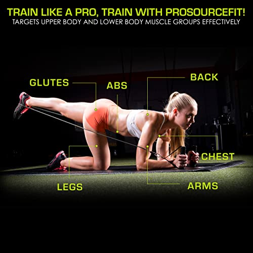 ProsourceFit Single Stackable Resistance Bands with Door Anchor and Exercise Guide, 16-20 LB, Heavy Duty Fitness Tube for Full-Body Exercises and Home Workouts, Black - Image 5