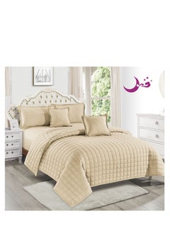 Moon 6 Piece King Size Microfiber Double Faced Comforter Set - Luxury Compressed Mattress 