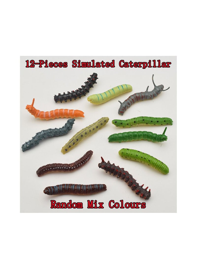 12-Pieces Simulated Caterpillar, Reptile Insect Animal model, Prank Trick Toy for Party  - Image 1