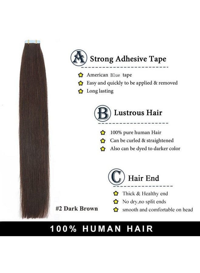 Amella Hair Tape In Hair Extensions Human Hair Silky Straight Remy Human Hair Seamless Skin Weft Hair Extensions Tape In 12 Inches #2 Dark Brown 40 Gram 20Pcs/Pack Thick Hair  - Image 5
