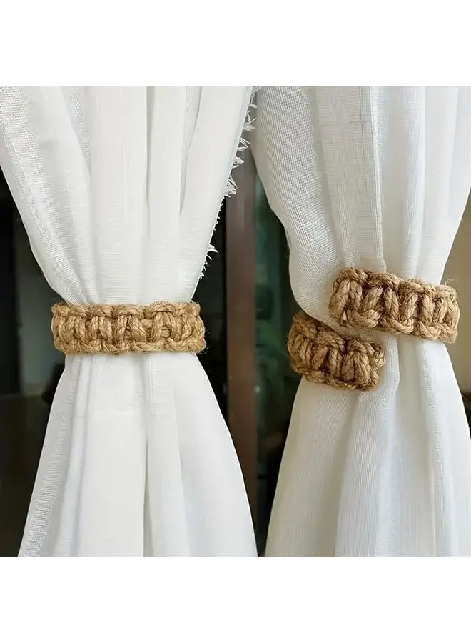 4pcs Bohemian Braided Rope Curtain Tiebacks For Living Room And Bedroom Decor - Image 5