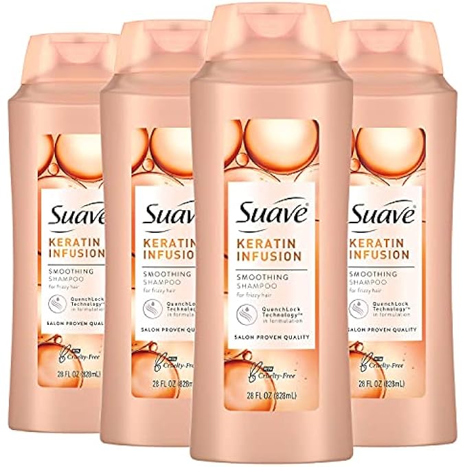 Suave PROFESSIONALS SMOOTHING SHAMPOO FOR DRY HAIR KERATIN INFUSION HAIR SHAMPOO WITH 48-HOUR FRIZZ CONTROL 28 OZ, PACK OF 4 - Image 2
