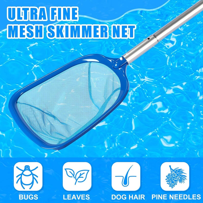 Tioncy 3 Pcs Pool Cleaning Kit Manual Pool Vacuum Head with Wheels and Bottom Brushes, Large Brush and Skimmer Net Fine Mesh for Above Ground In-ground Ponds Spas Hot Tubs - Image 5