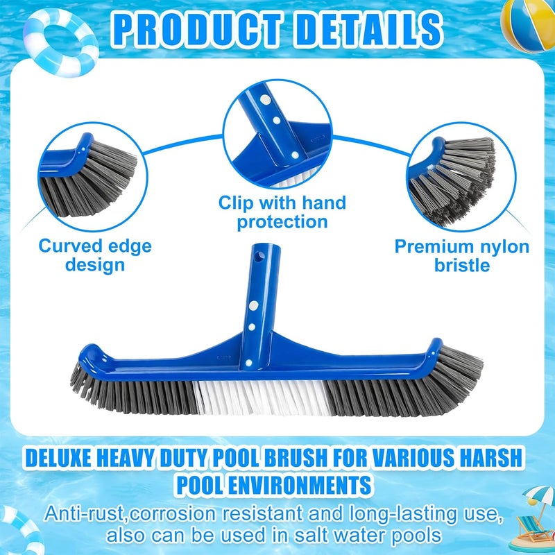 Tioncy 3 Pcs Pool Cleaning Kit Manual Pool Vacuum Head with Wheels and Bottom Brushes, Large Brush and Skimmer Net Fine Mesh for Above Ground In-ground Ponds Spas Hot Tubs - Image 4
