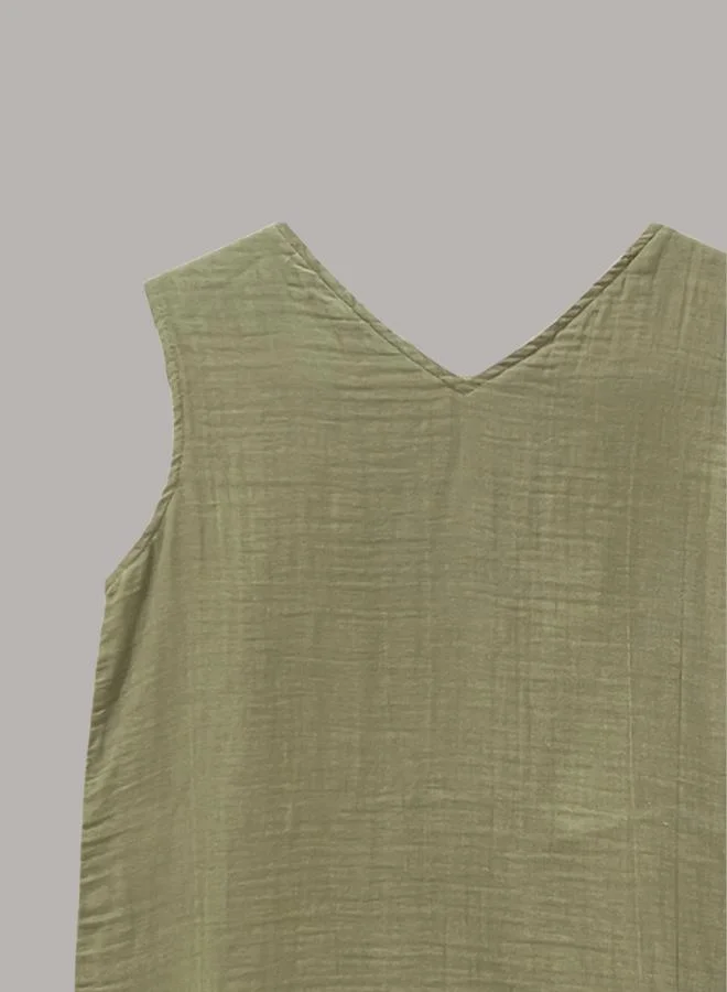 Just Nature olive green Relaxed Fit Ruffled Hem Dress for Women | Best Price UAE
