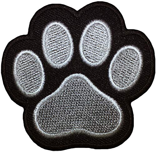 Papapatch Dog Cat Paw Animal Footprint Symbol Badge Cartoon Sew Iron on Decal Embroidered Applique Patch - Black Grey (Iron-PAW-BKGY) - Image 3