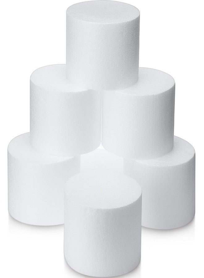 Suclain 6 Pack Round Foam Cake Dummy Tall Fake Wedding Cake Dummies White Foam Cakes for Birthday Party Baby Shower Valentine Day Display(6 x 4 Inch) - Image 1
