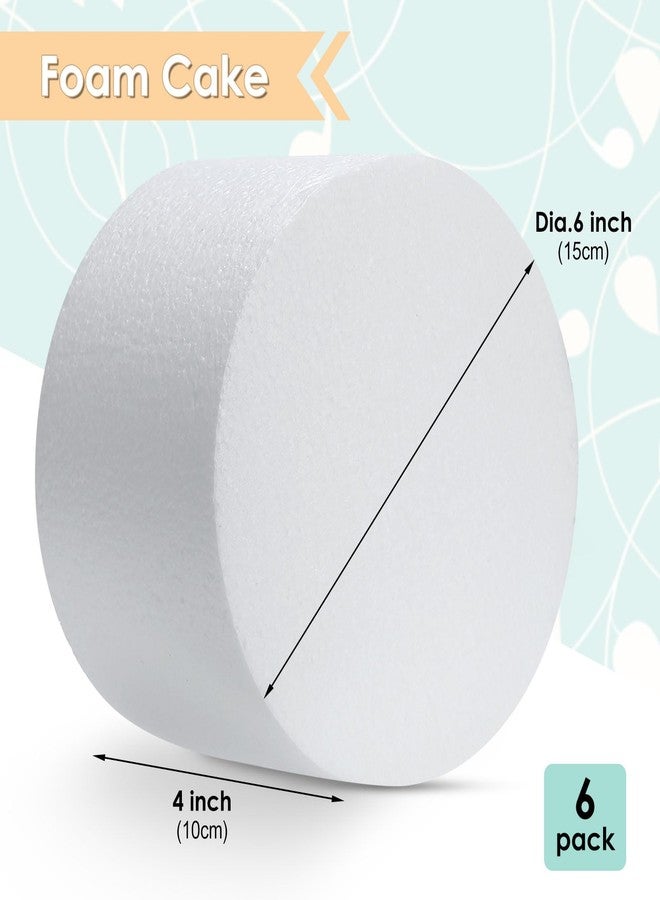 Suclain 6 Pack Round Foam Cake Dummy Tall Fake Wedding Cake Dummies White Foam Cakes for Birthday Party Baby Shower Valentine Day Display(6 x 4 Inch) - Image 2