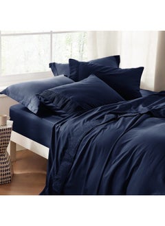 Bedsure Bedsure King Size Sheets Navy - Soft Sheets for King Size Bed, 4 Pieces Hotel Luxury King Sheets, Easy Care Polyester Microfiber Cooling Bed Sheet Set  - Image 5