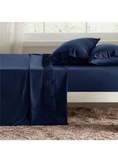 Bedsure Bedsure King Size Sheets Navy - Soft Sheets for King Size Bed, 4 Pieces Hotel Luxury King Sheets, Easy Care Polyester Microfiber Cooling Bed Sheet Set  - Image 2