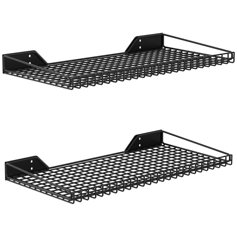 WALMANN 2 Pack Garage Wall Shelf, 23.5" x 12" Wall Mounted Storage Shelves for Garage, Closet, Laundry Room, Heavy Duty Wall Shelving, Holds Up to 65 lbs(Black) - Image 1