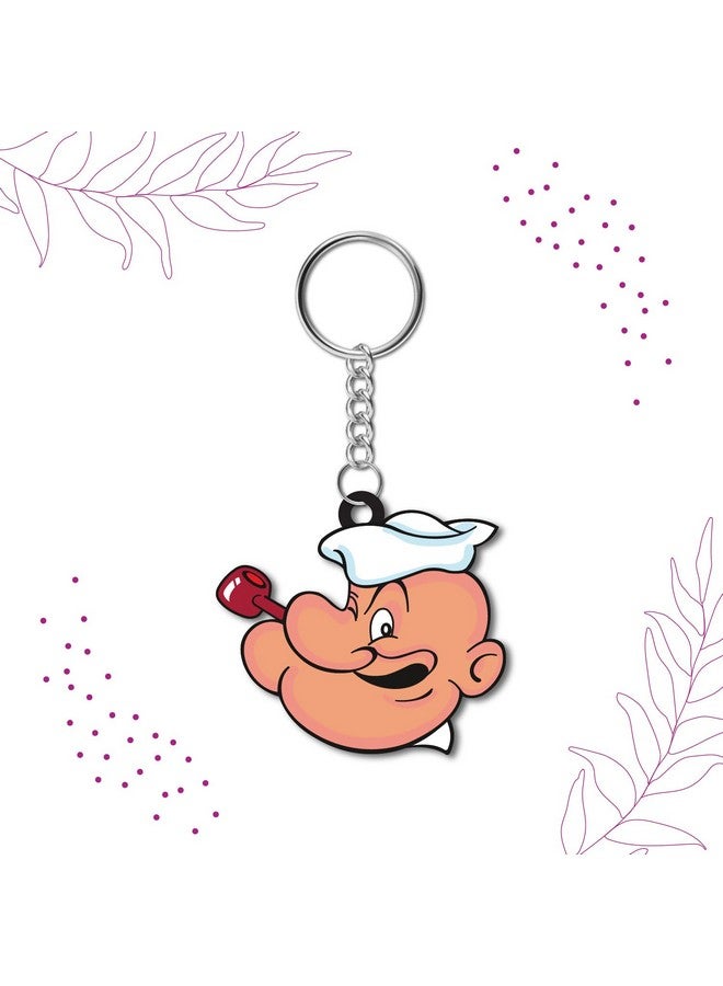 Bhai Please Popeye Wooden Keychain For Car, Bike, Office, Home (Pack Of 1) Multicolour Key Chain With Ring | Gift Men, Women, Girls, Boys, Him And Her, Multicolor) - Image 3